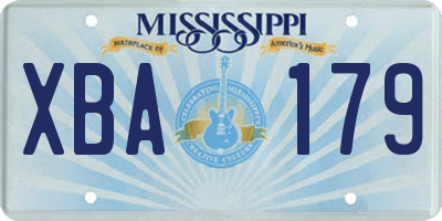 MS license plate XBA179