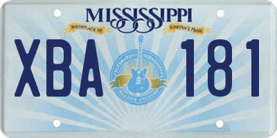 MS license plate XBA181