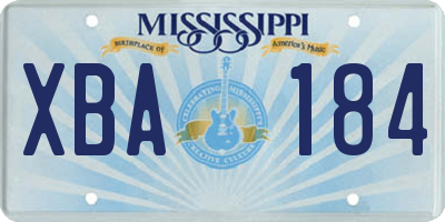 MS license plate XBA184