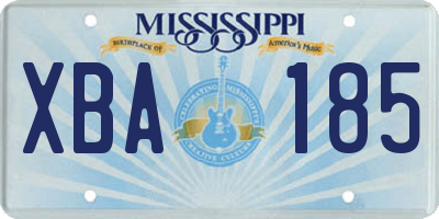 MS license plate XBA185