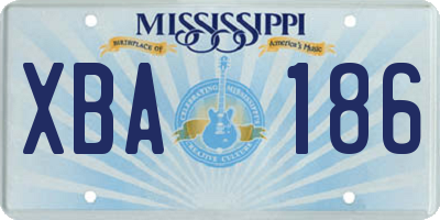 MS license plate XBA186