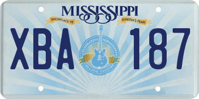 MS license plate XBA187