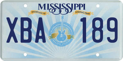 MS license plate XBA189