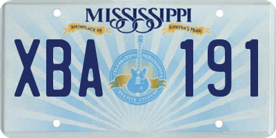 MS license plate XBA191