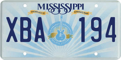 MS license plate XBA194