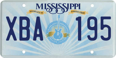 MS license plate XBA195