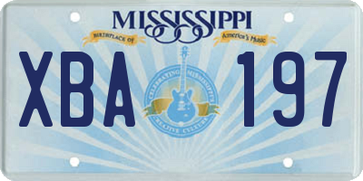 MS license plate XBA197