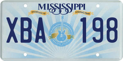MS license plate XBA198