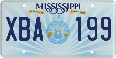 MS license plate XBA199