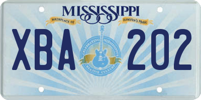 MS license plate XBA202