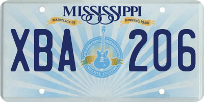 MS license plate XBA206