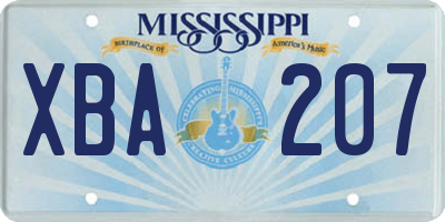 MS license plate XBA207