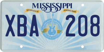 MS license plate XBA208