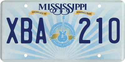 MS license plate XBA210
