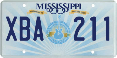 MS license plate XBA211