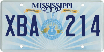 MS license plate XBA214
