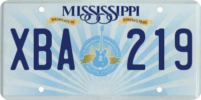 MS license plate XBA219