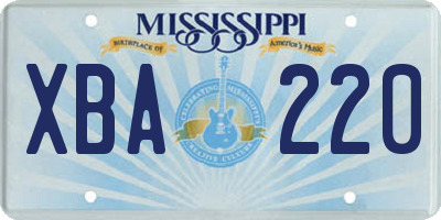 MS license plate XBA220