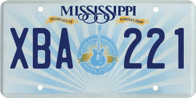 MS license plate XBA221
