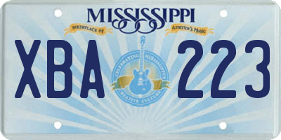 MS license plate XBA223
