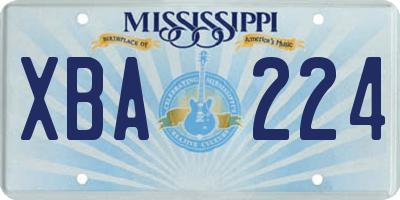 MS license plate XBA224