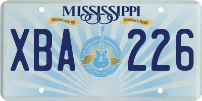 MS license plate XBA226
