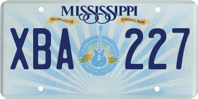 MS license plate XBA227