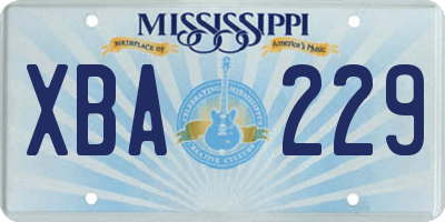 MS license plate XBA229