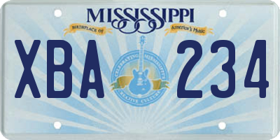 MS license plate XBA234