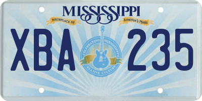 MS license plate XBA235