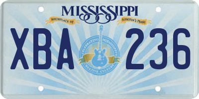 MS license plate XBA236