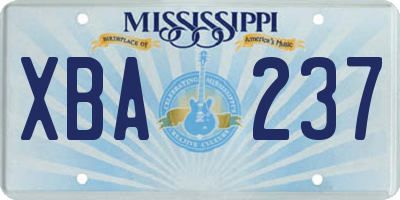 MS license plate XBA237