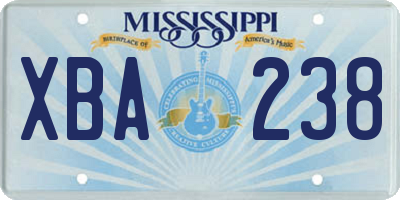 MS license plate XBA238