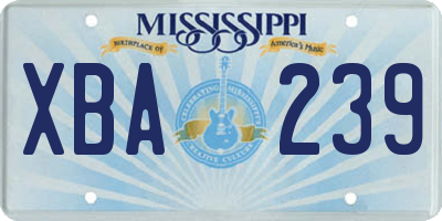 MS license plate XBA239