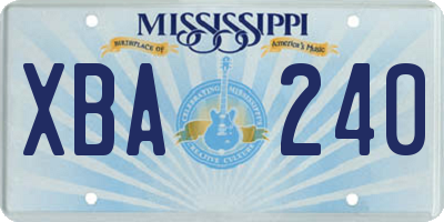 MS license plate XBA240
