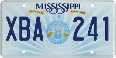 MS license plate XBA241