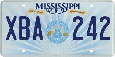 MS license plate XBA242