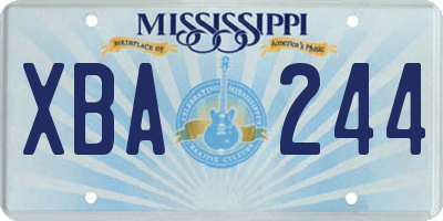 MS license plate XBA244