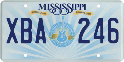 MS license plate XBA246
