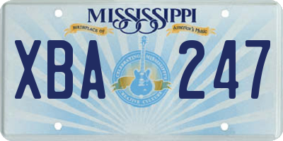 MS license plate XBA247
