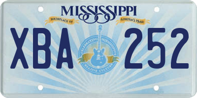 MS license plate XBA252