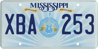 MS license plate XBA253