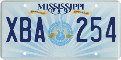 MS license plate XBA254