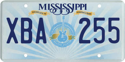 MS license plate XBA255