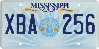 MS license plate XBA256