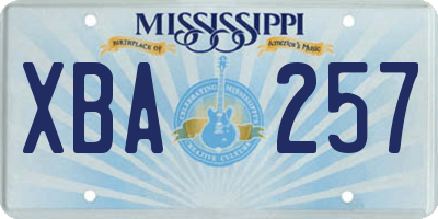 MS license plate XBA257