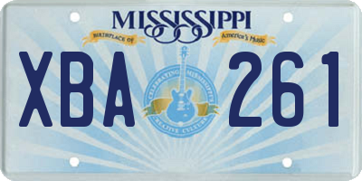 MS license plate XBA261