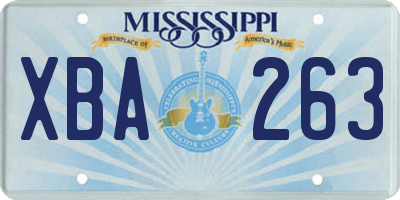MS license plate XBA263