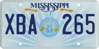 MS license plate XBA265