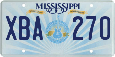 MS license plate XBA270